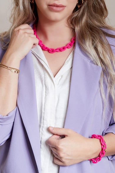 Chunky chain bracelet Pale Pink Acrylic h5 Picture5
